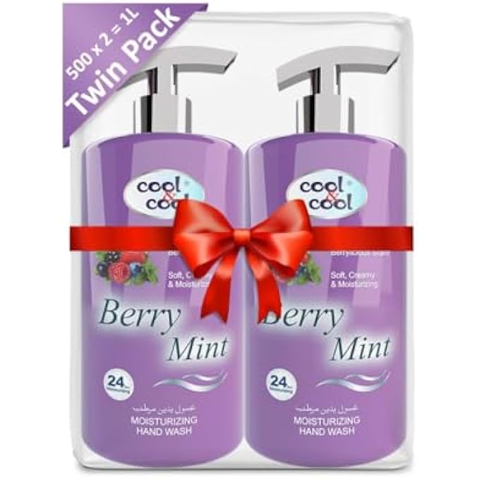 Cool & Cool BERRY MINT MOISTURIZING HAND WASH 500 ML (PACK OF 2) - AROMATIC, SOFT & CREAMY FORMULA FOR REFRESHING CLEANLINESS 1 LITER - Image 1